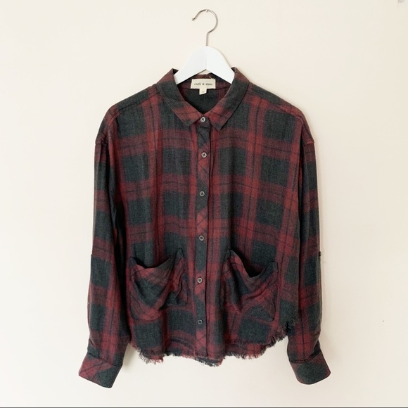 cloth & stone Tops - Cloth & Stone Cozy Soft Plaid Flannel Shirt Size M